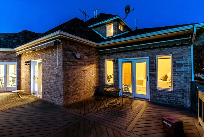 Wooden terrace with french doors