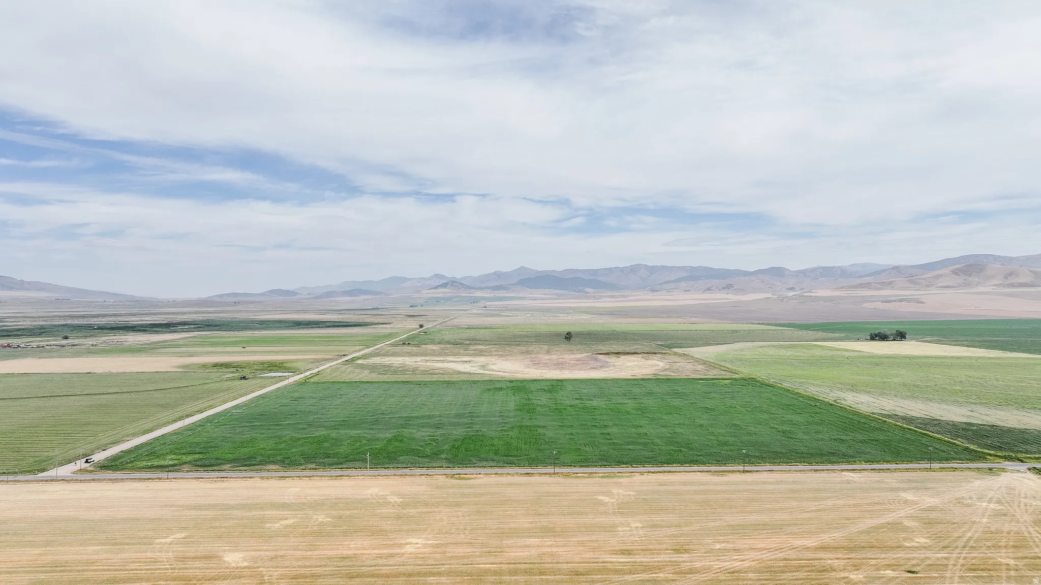 View of rural area featuring a mountainous background and abundant farmland
