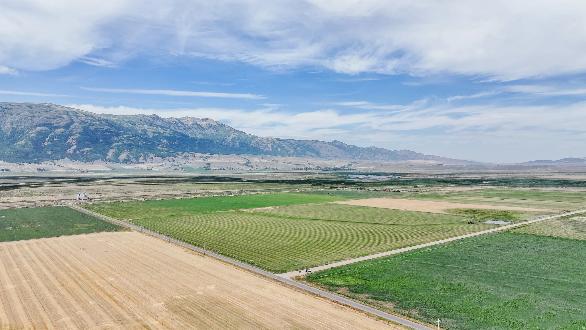 Mountain view featuring rows of crops and rural landscape