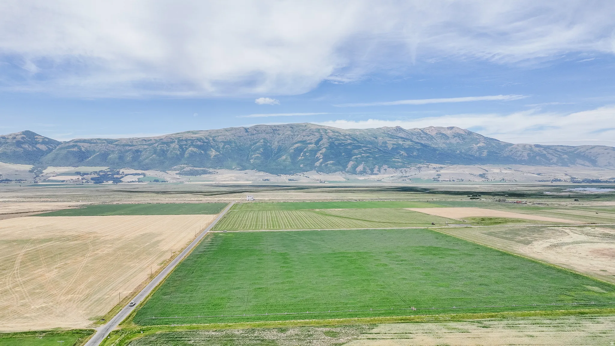 Mountain view with abundant farmland and rural landscape