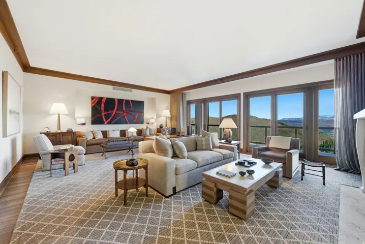 Living room with wood finished floors and baseboards