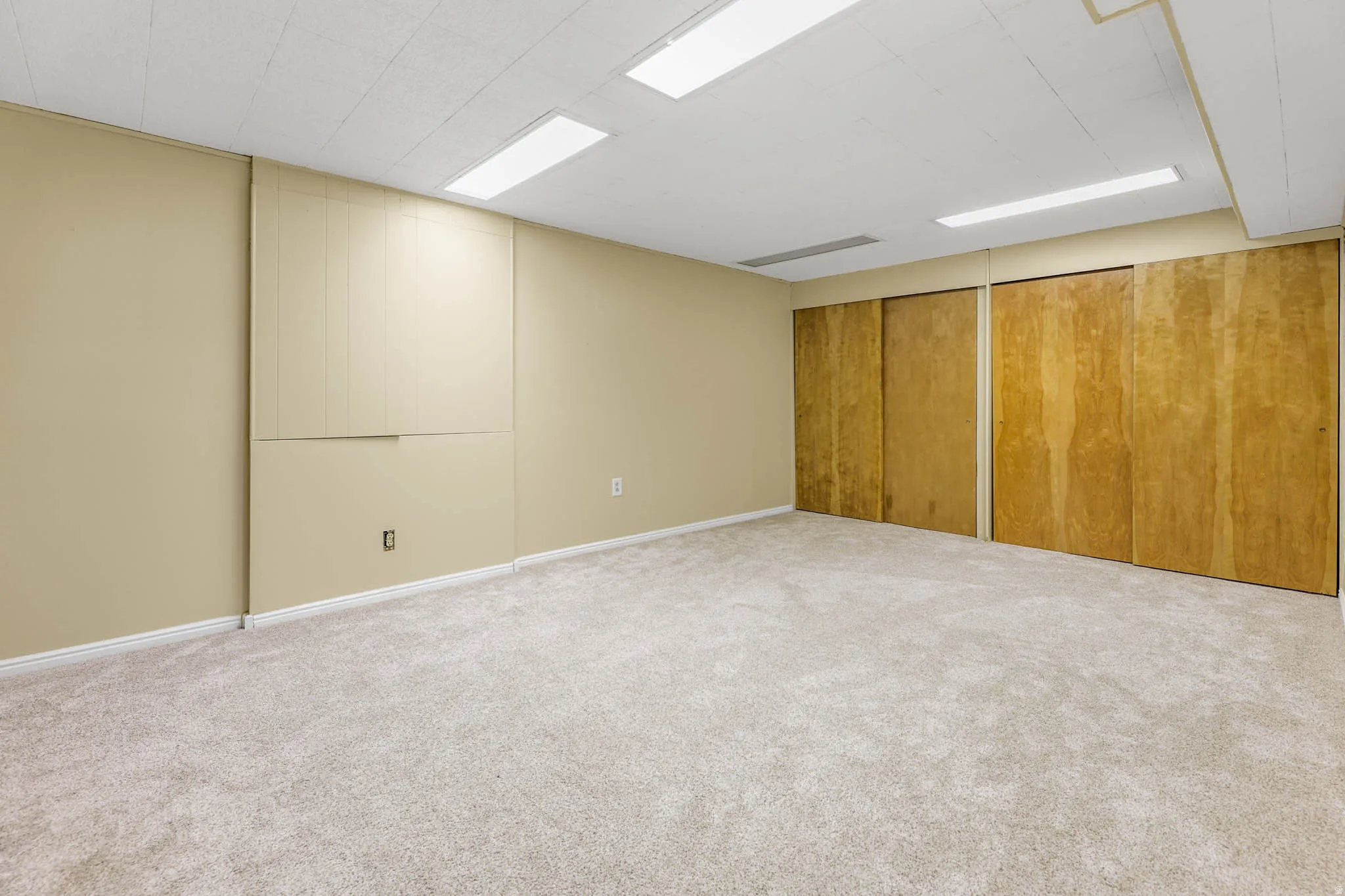 Below grade area featuring carpet floors and baseboards