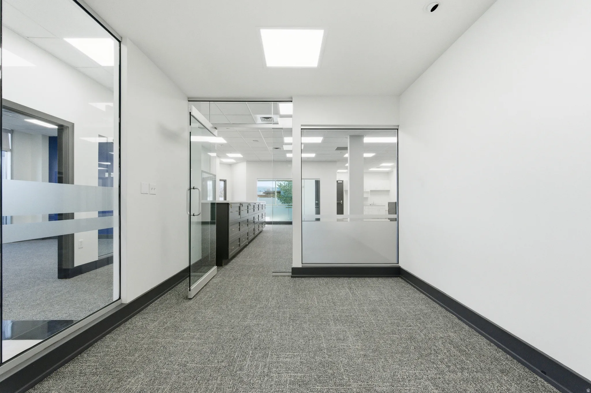 Hall with baseboards and carpet flooring