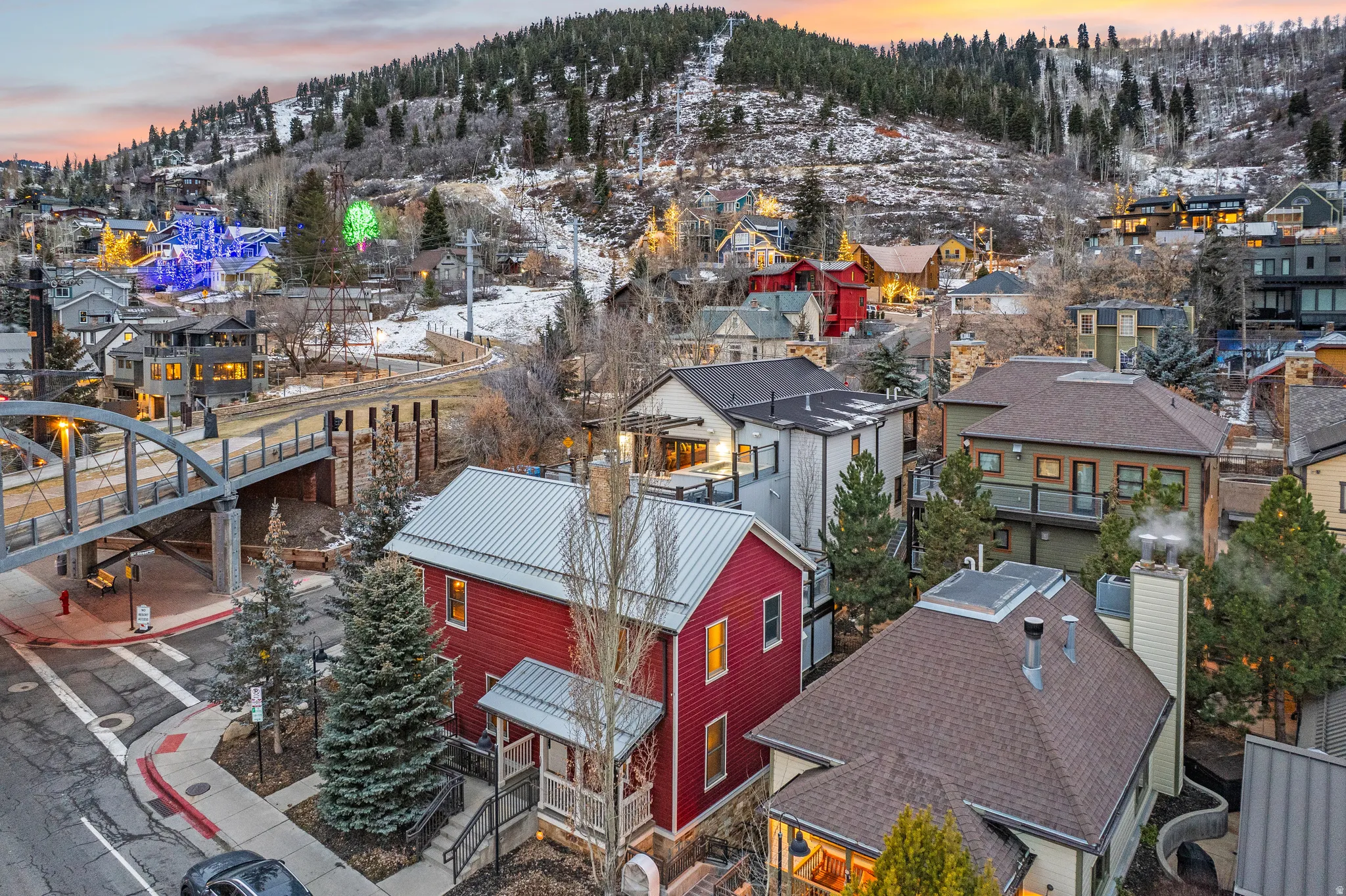 Drone / aerial view of a mountainous background