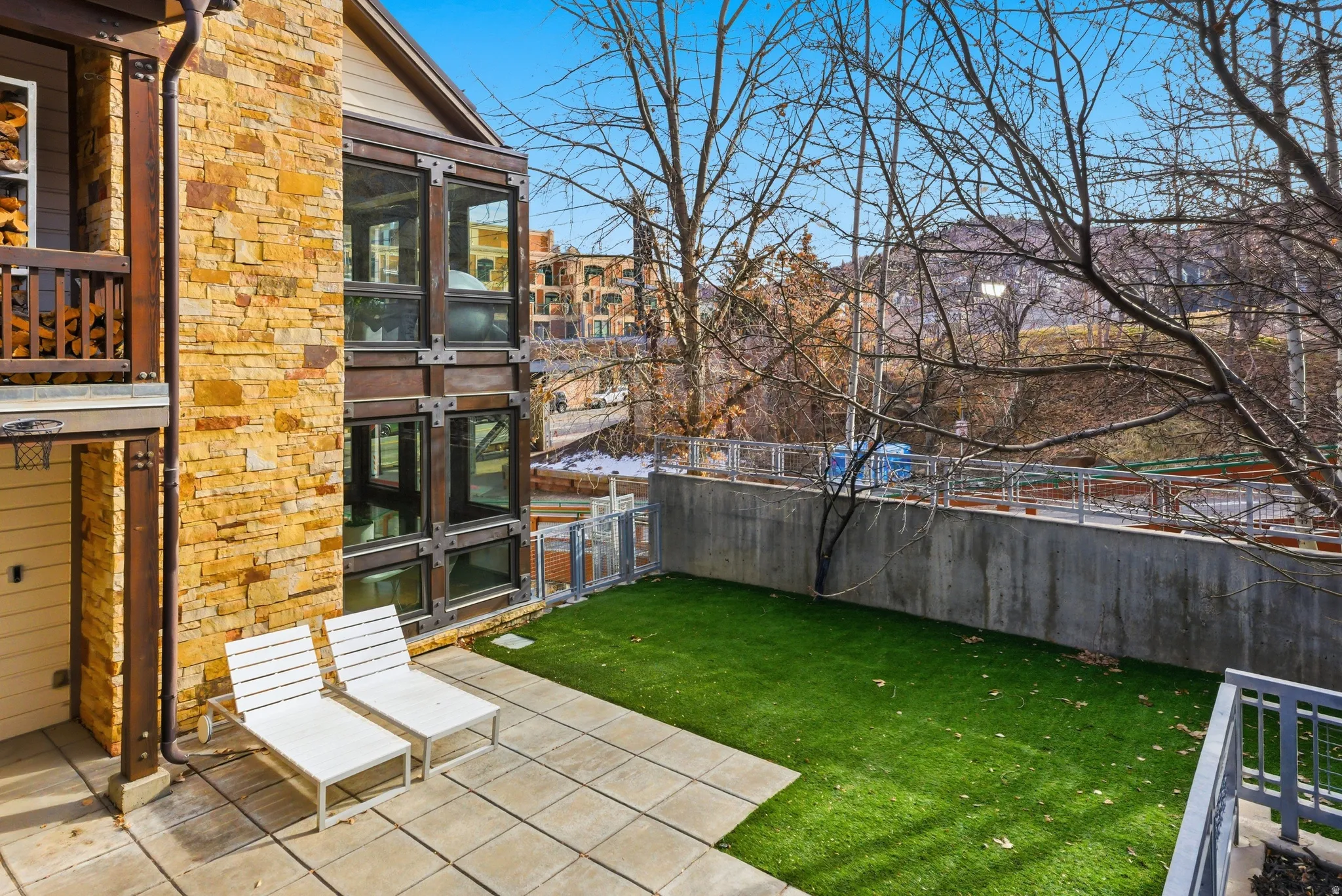 View of fenced backyard