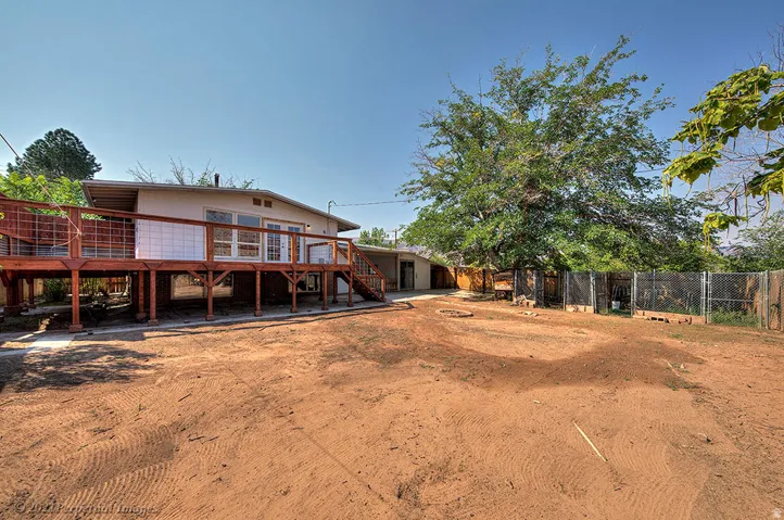 Rear view of house.