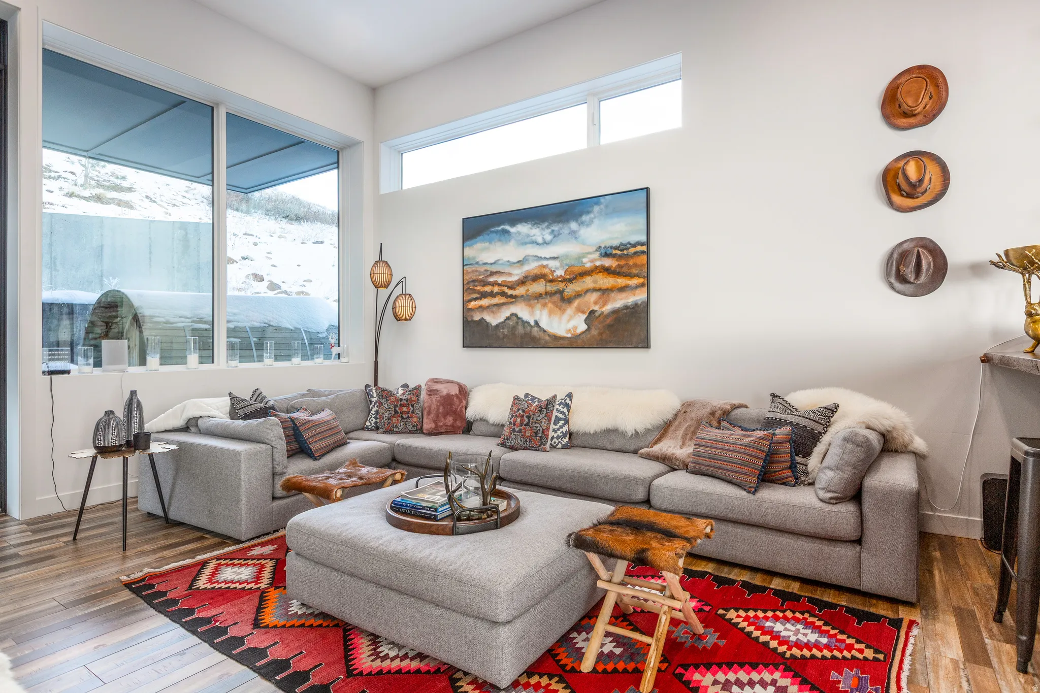 Living area featuring wood-type flooring