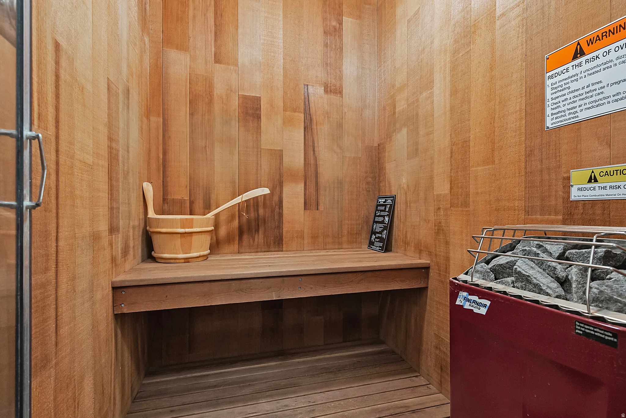 Sauna with wooden walls
