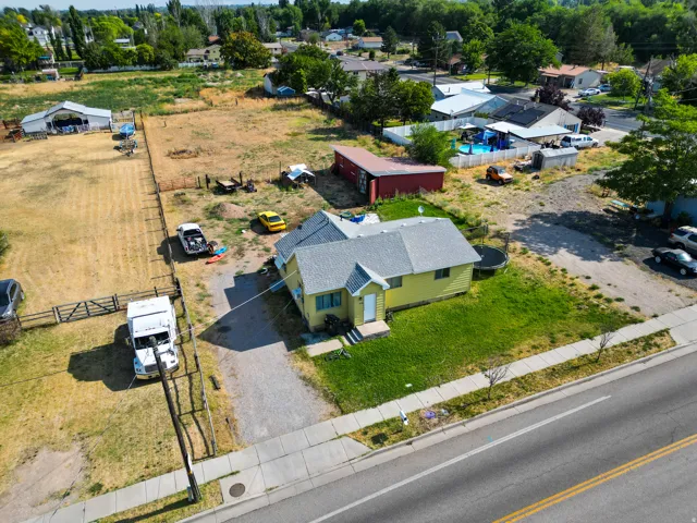 Aerial perspective of suburban area