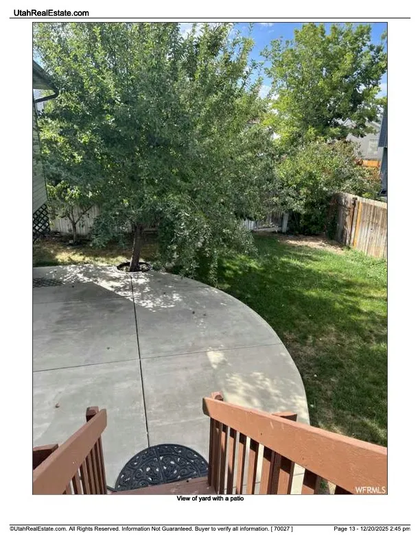View of fenced backyard