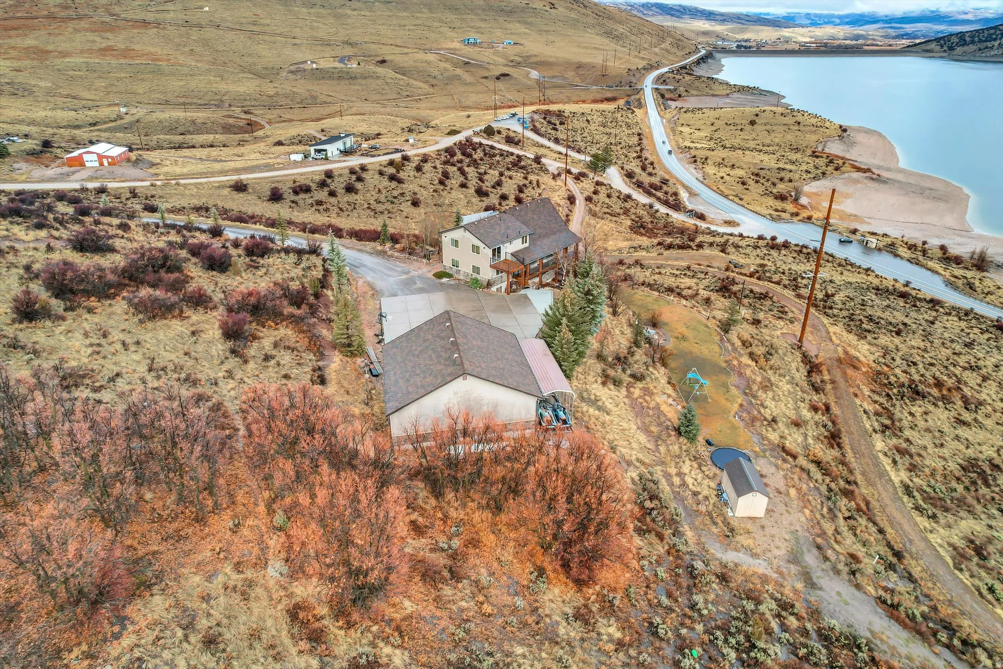 Bird's eye view of a large body of water