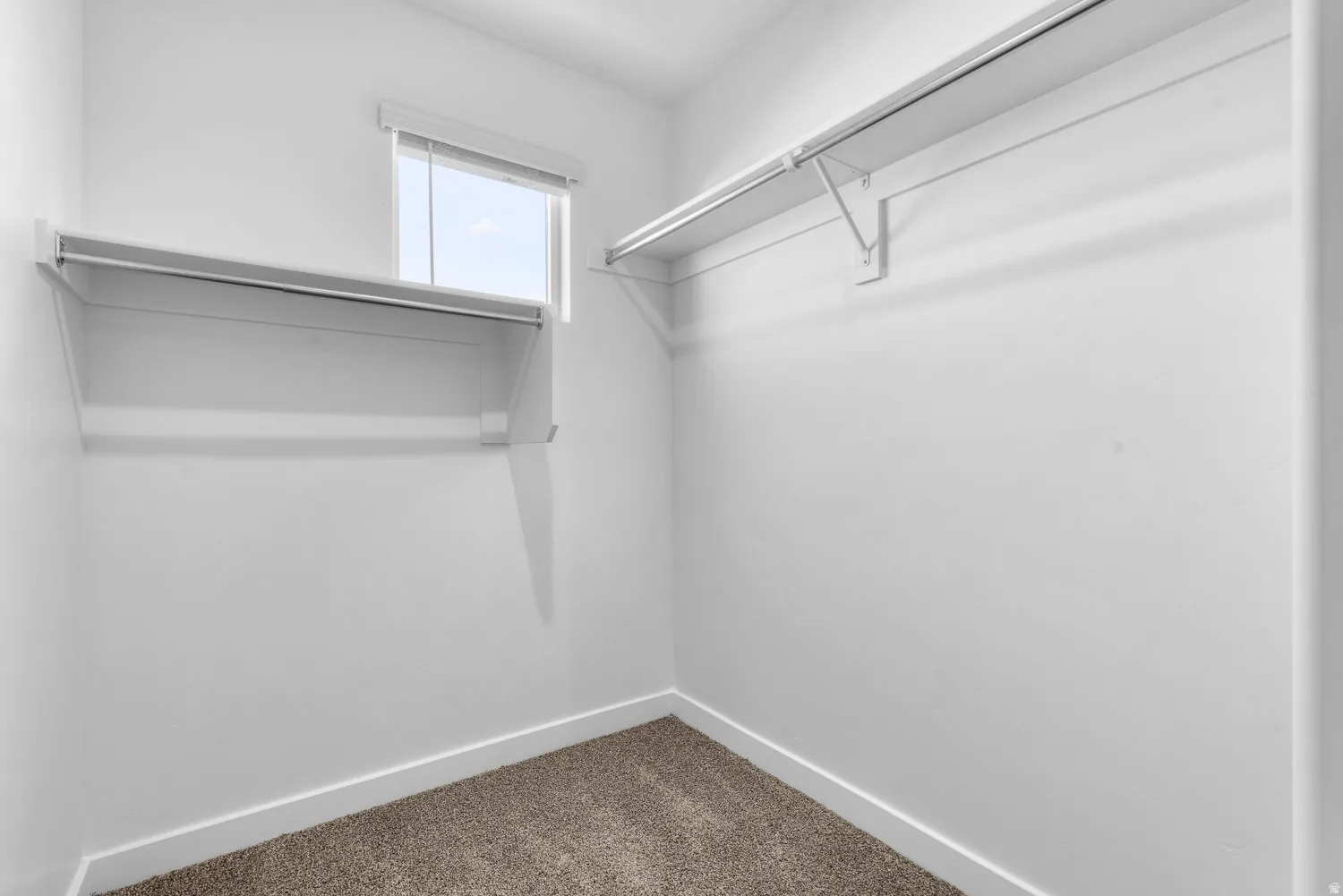 Spacious closet with carpet