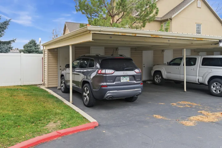 View of covered parking lot