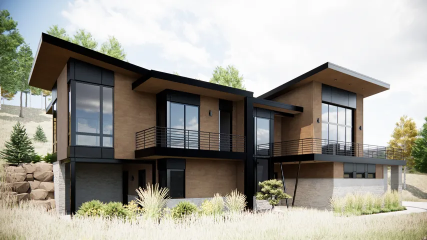 Rear view of property featuring a balcony and stucco siding