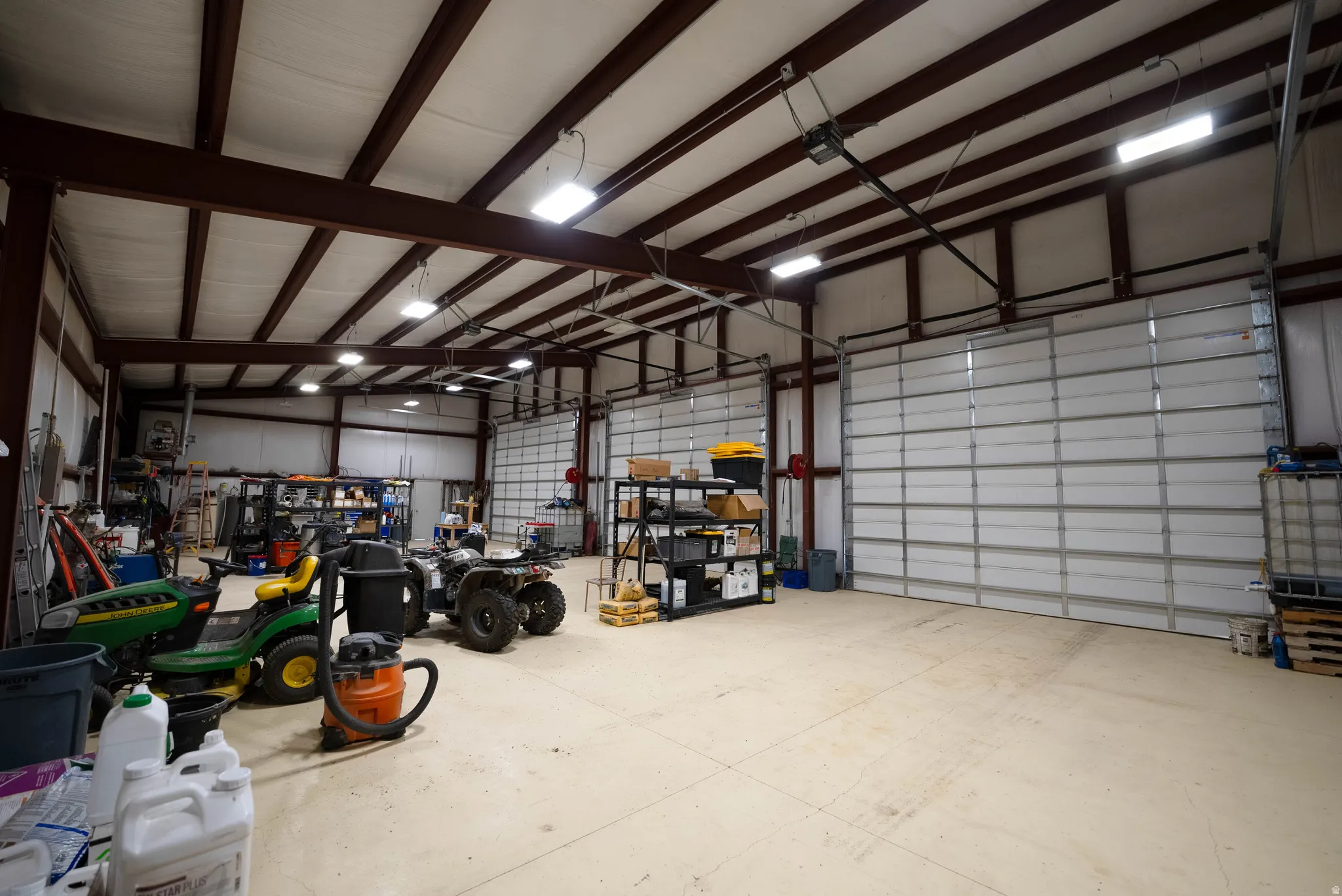 Garage with a workshop area