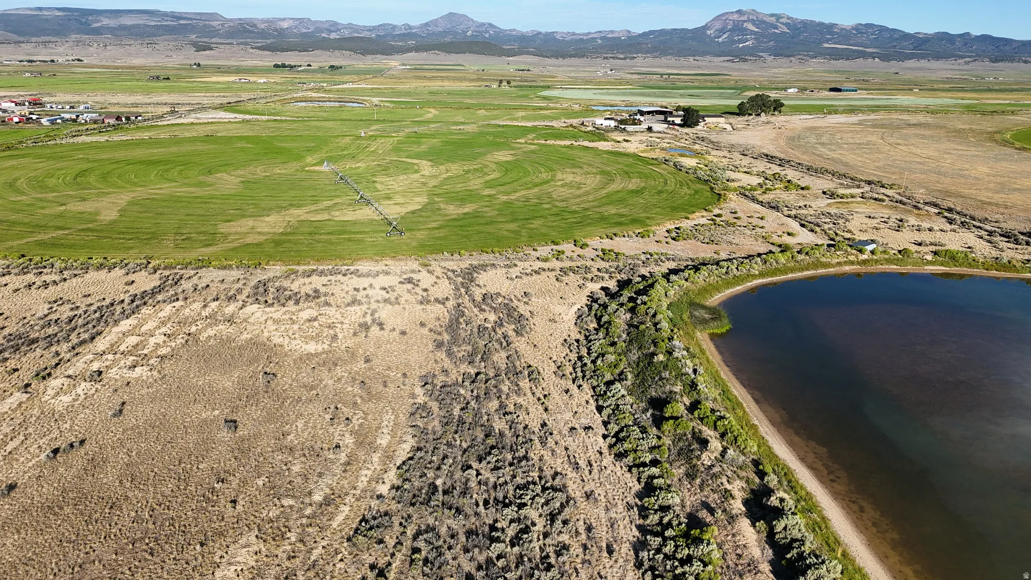 Bird's eye view of a water and mountain view