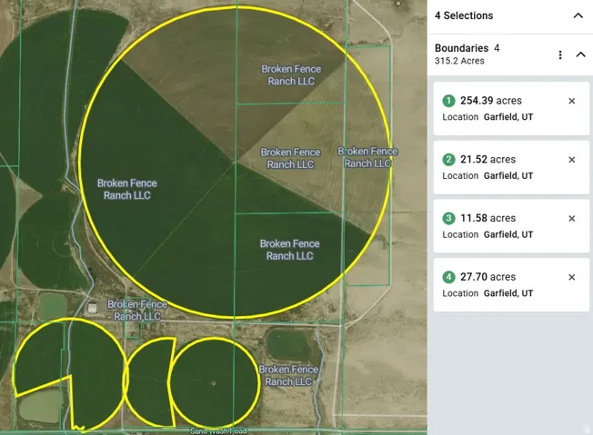 Property Boundaries Map. Displaying individual parcel acreage and location for the property