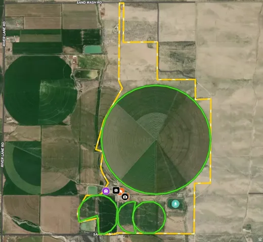 Aerial Property Map. Illustrating the boundaries of the property and surrounding land features