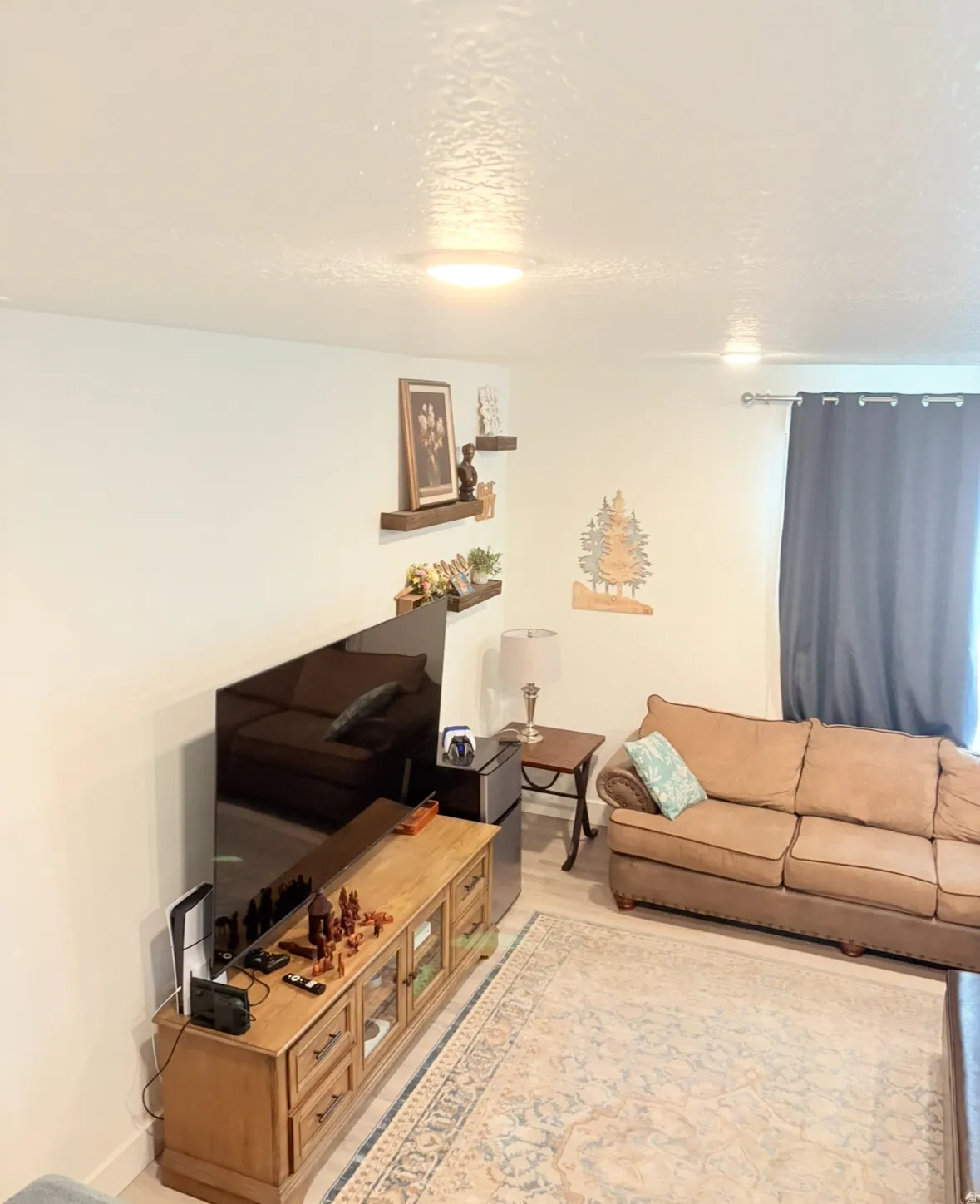 Living room featuring a textured ceiling