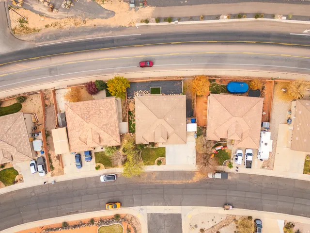 Aerial perspective of suburban area