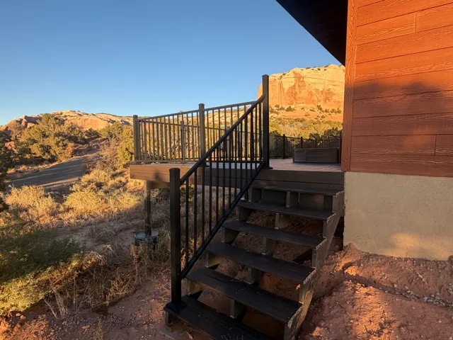 Stairs featuring a mountain view