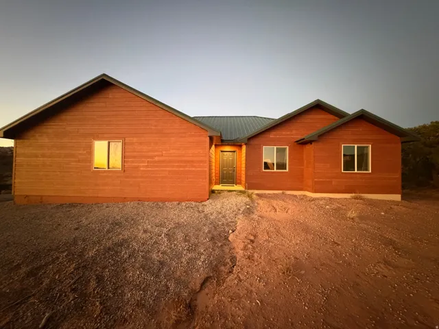 Rear view of house featuring a metal roof