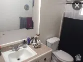 Bathroom featuring vanity and a shower