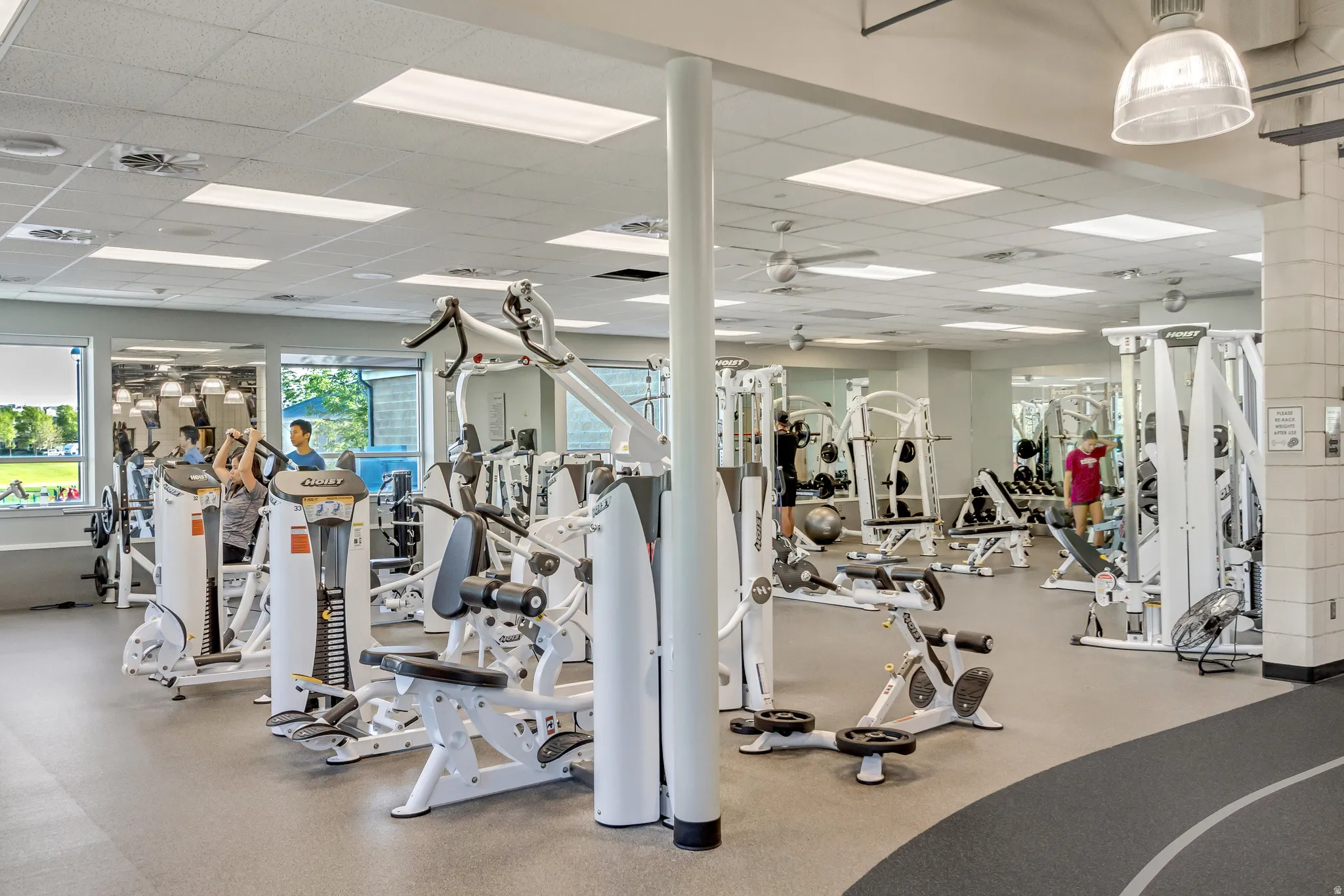 Exercise room featuring a paneled ceiling
