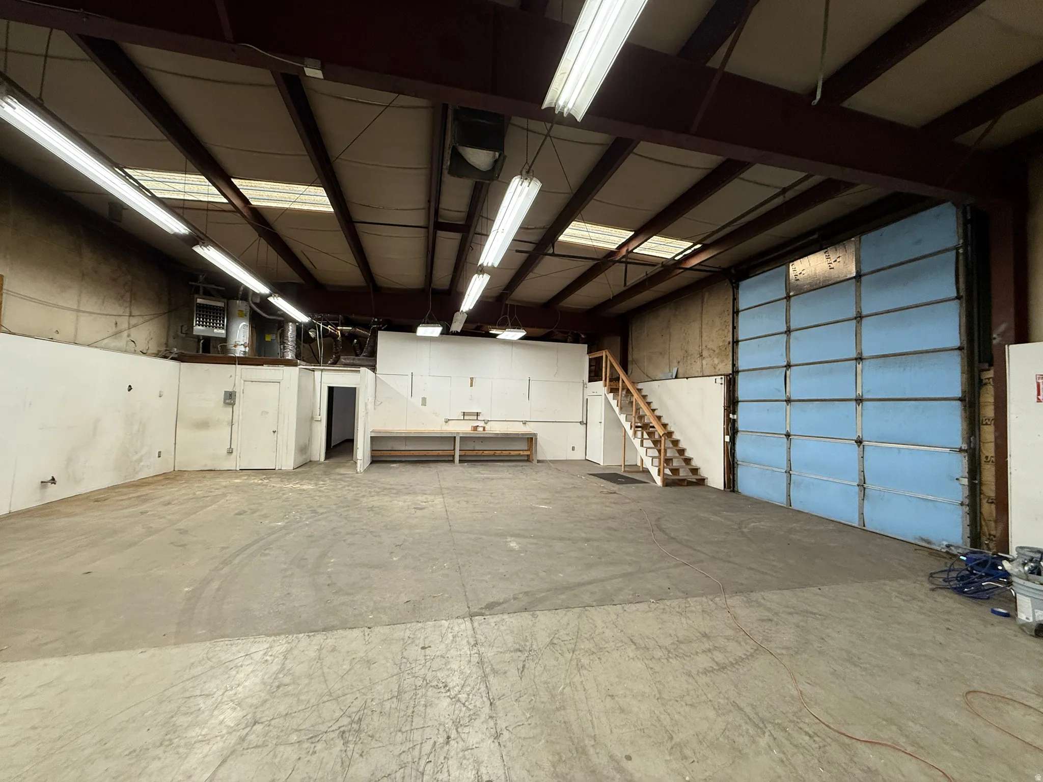 Garage with a heating unit