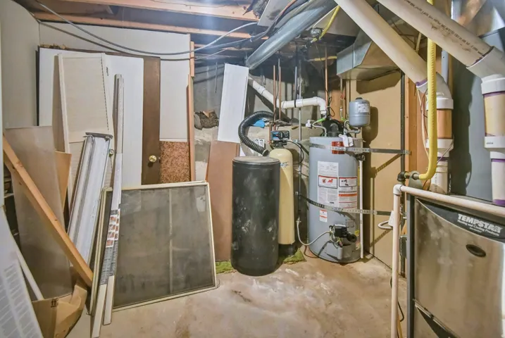 Utility room with water heater and heating unit