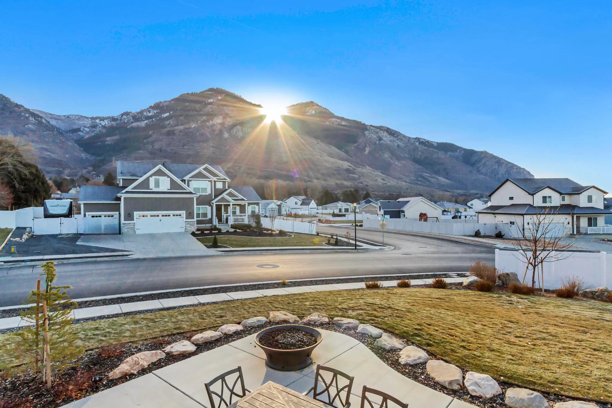 Mountain view with nearby suburban area