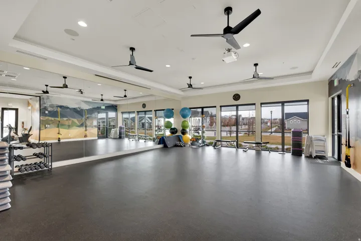 Workout area with recessed lighting