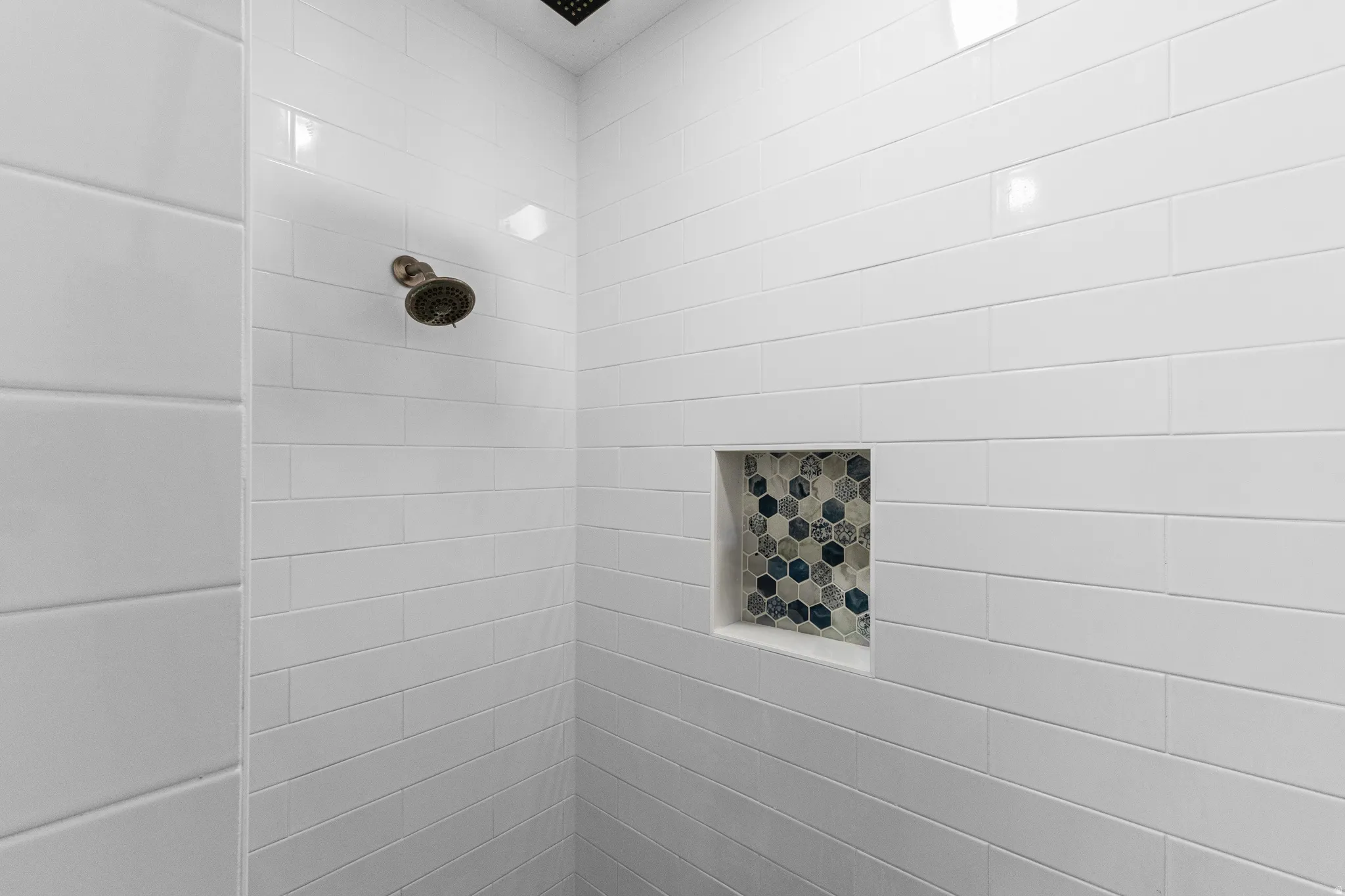 Bathroom view of tiled shower