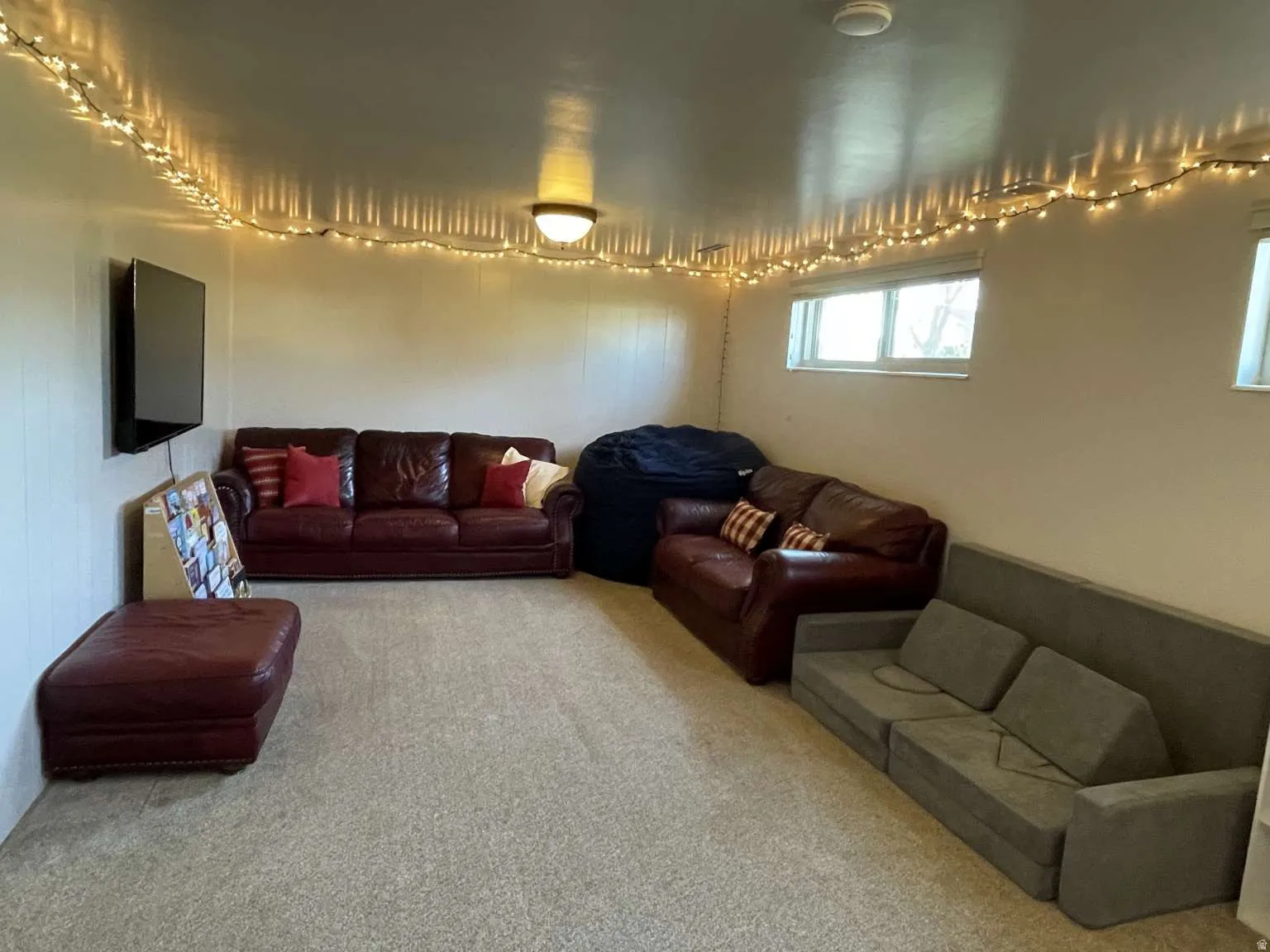 Living room featuring carpet flooring