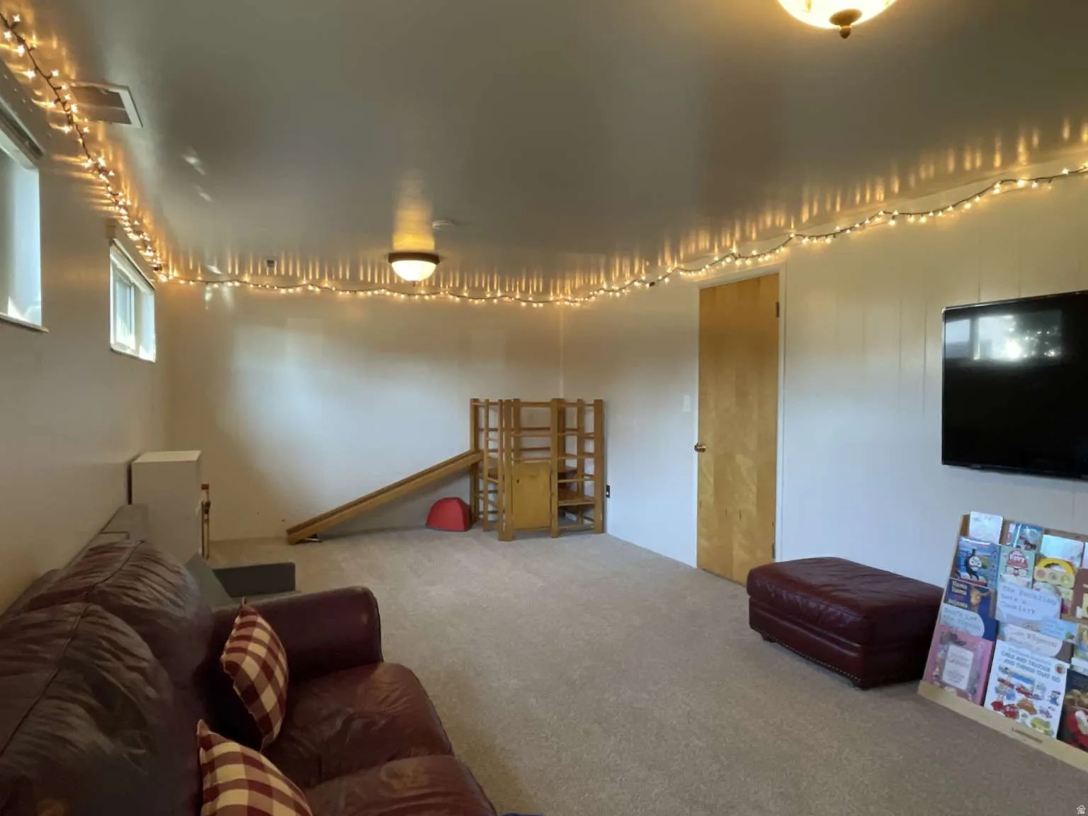View of carpeted living area