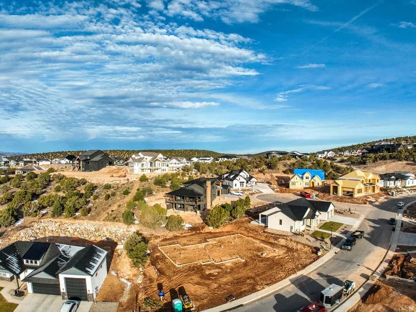 Aerial perspective of suburban area