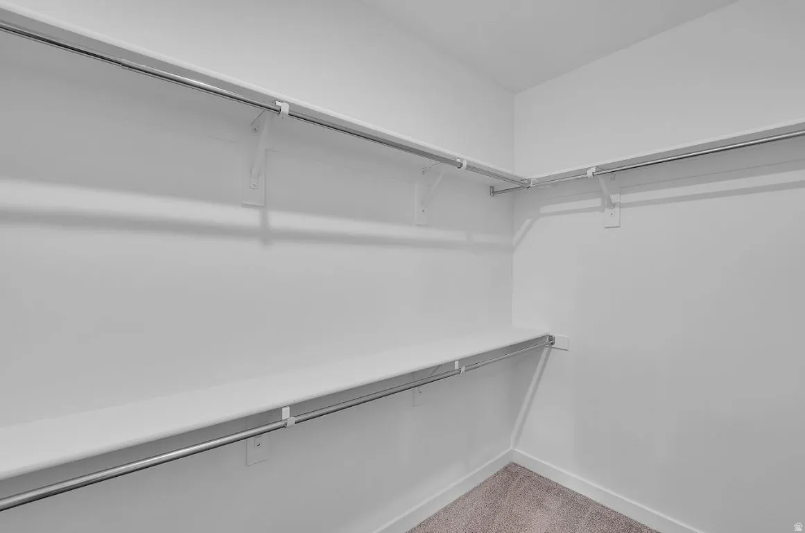 Walk in closet with light carpet