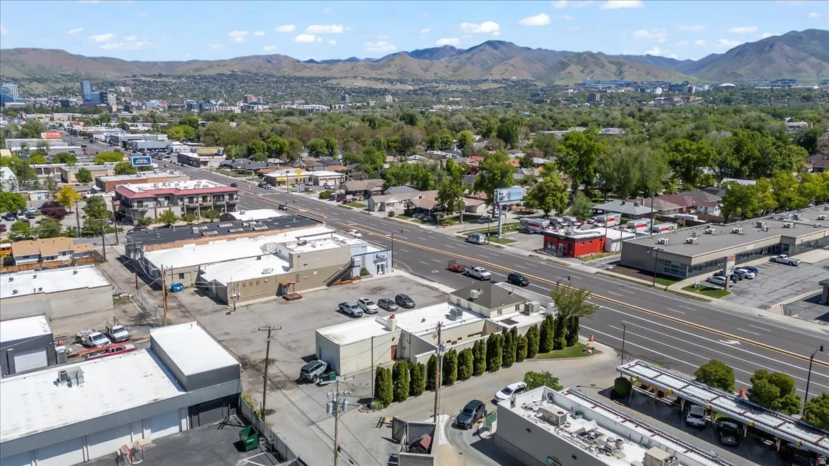 Aerial view of a mountainous background