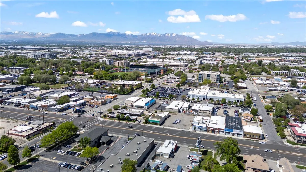 View of urban area with a mountainous background