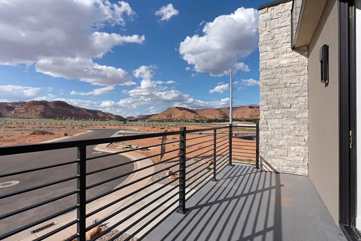 Balcony with a mountain view