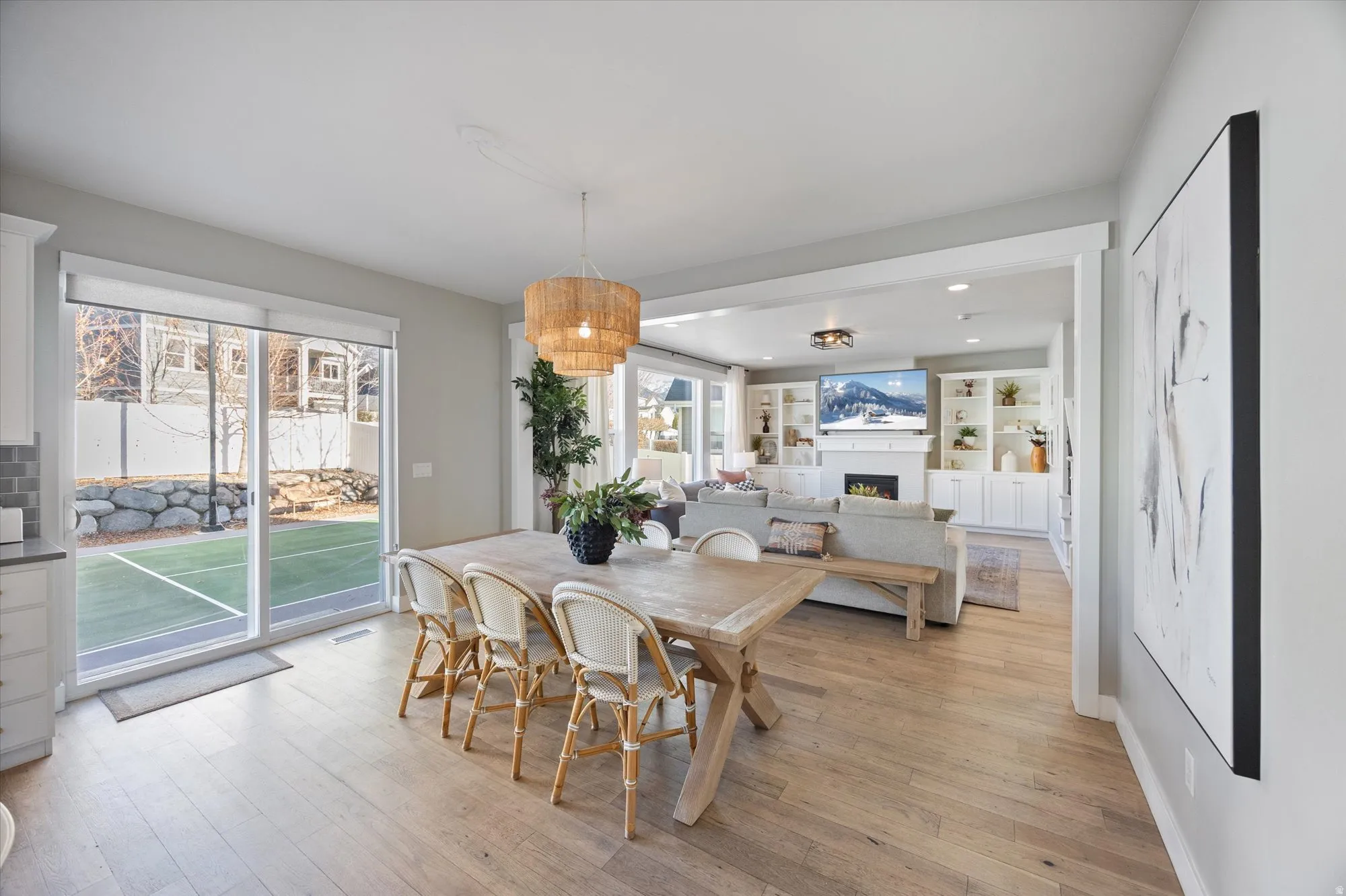 Perfect flow from family room to dining room to outdoors.  Perfect set up for entertaining!