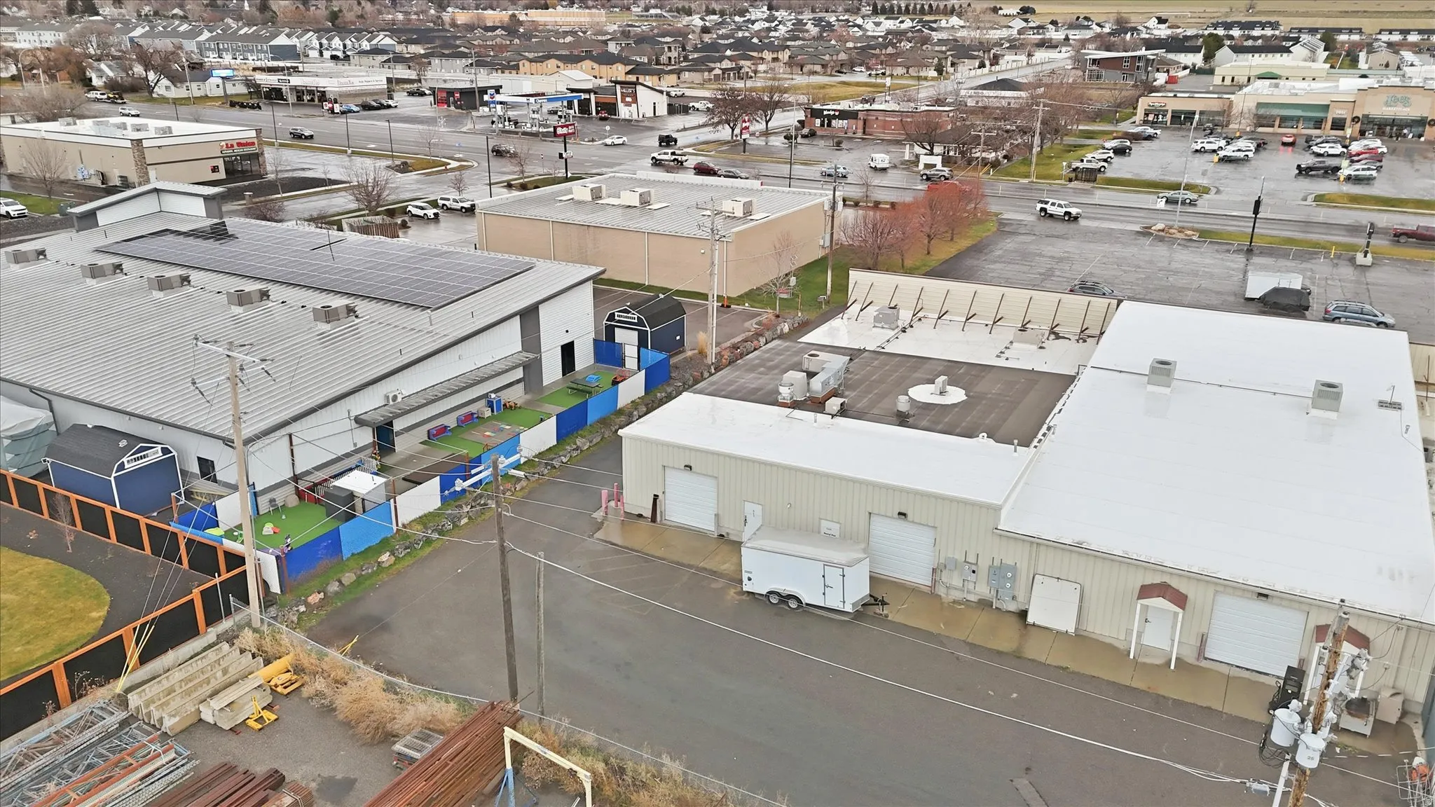 Aerial view of an industrial area