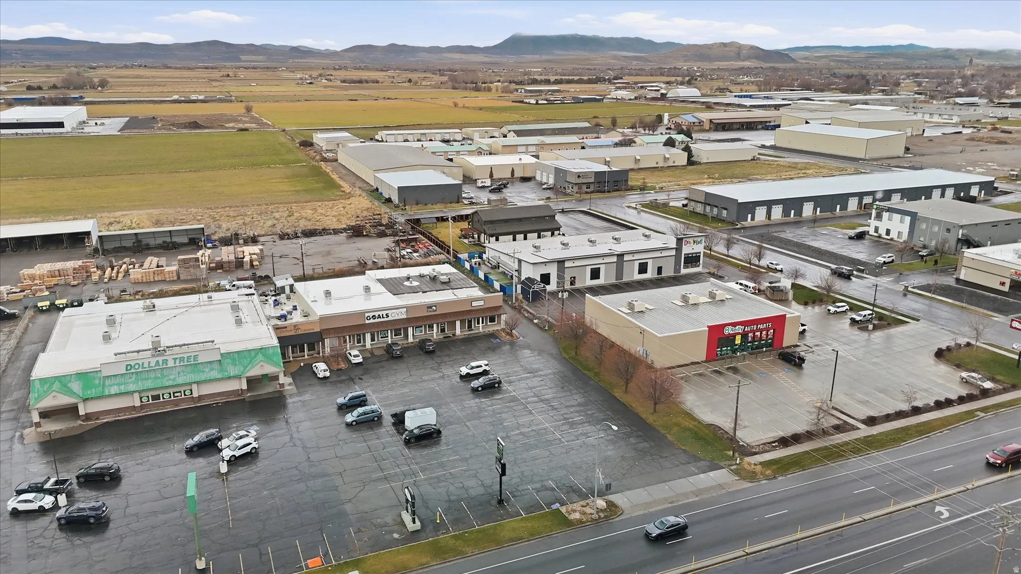 Aerial view of a mountainous background