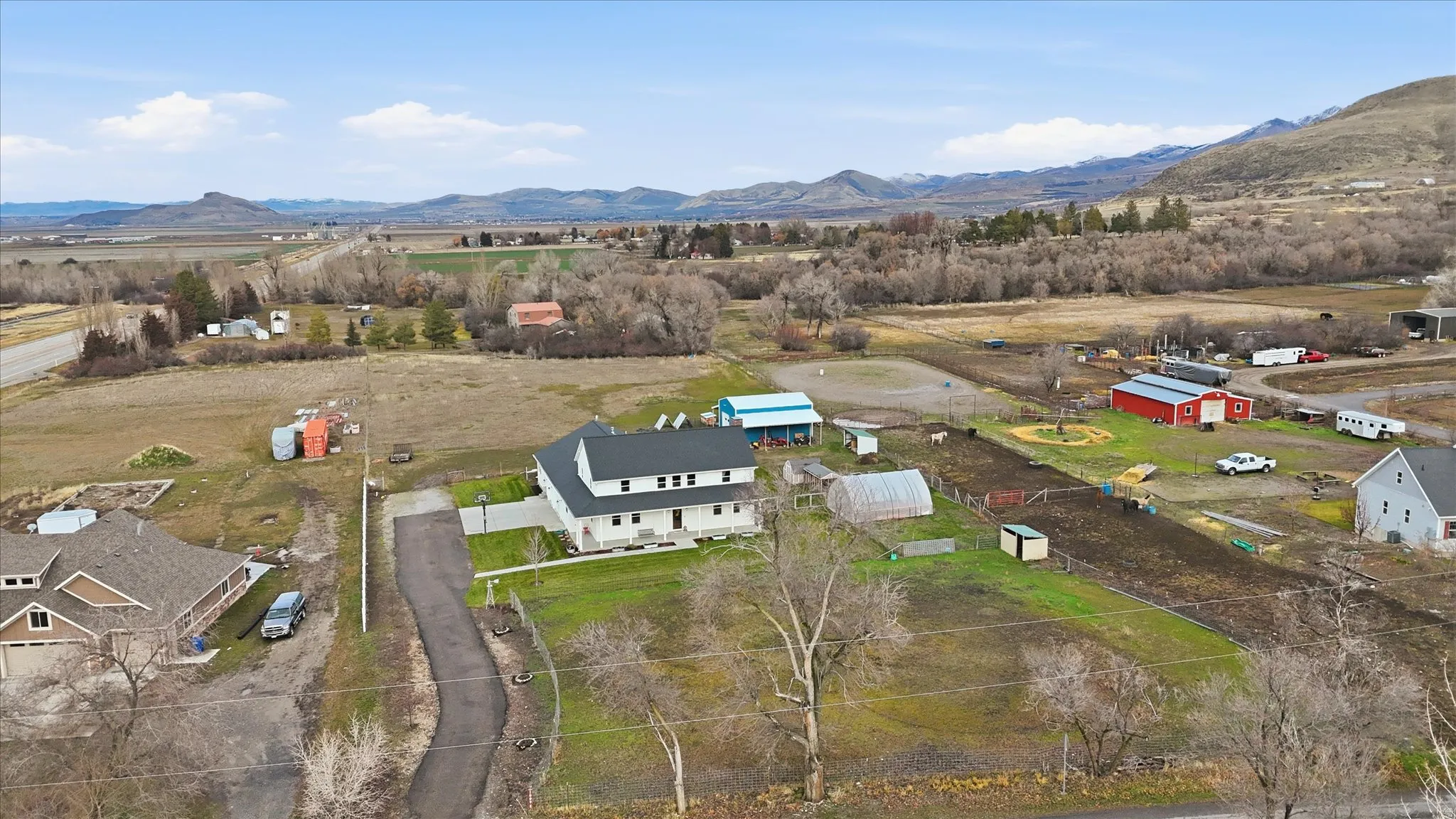 Bird's eye view of a mountain backdrop