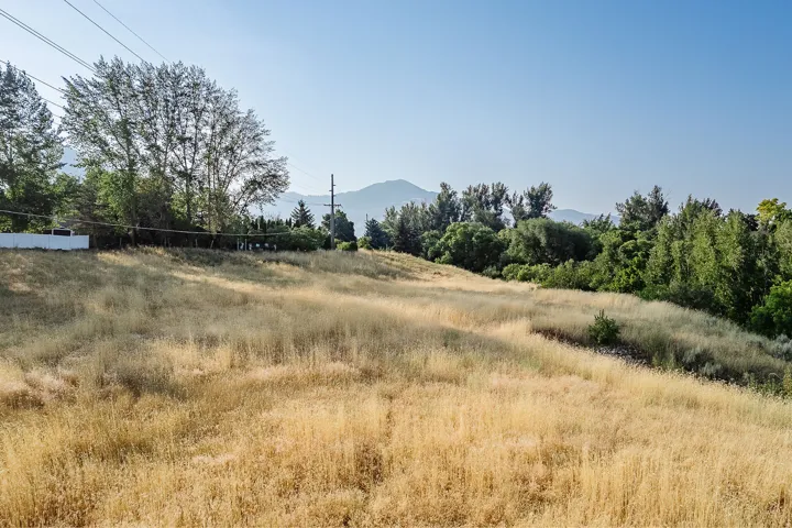 View of nature with rural landscape and a mountain backdrop