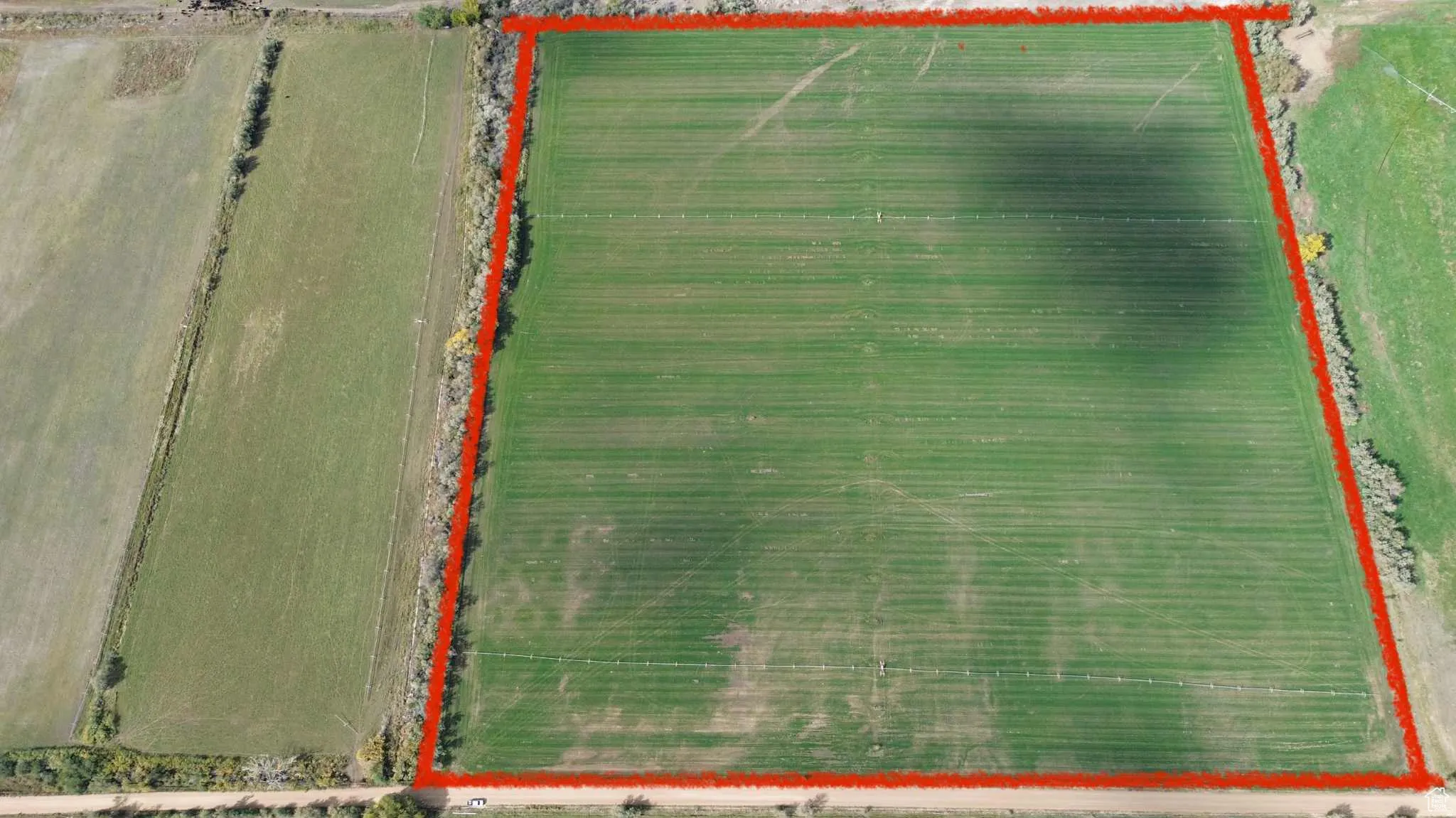 View of rural area featuring property parcel outlined and abundant farmland