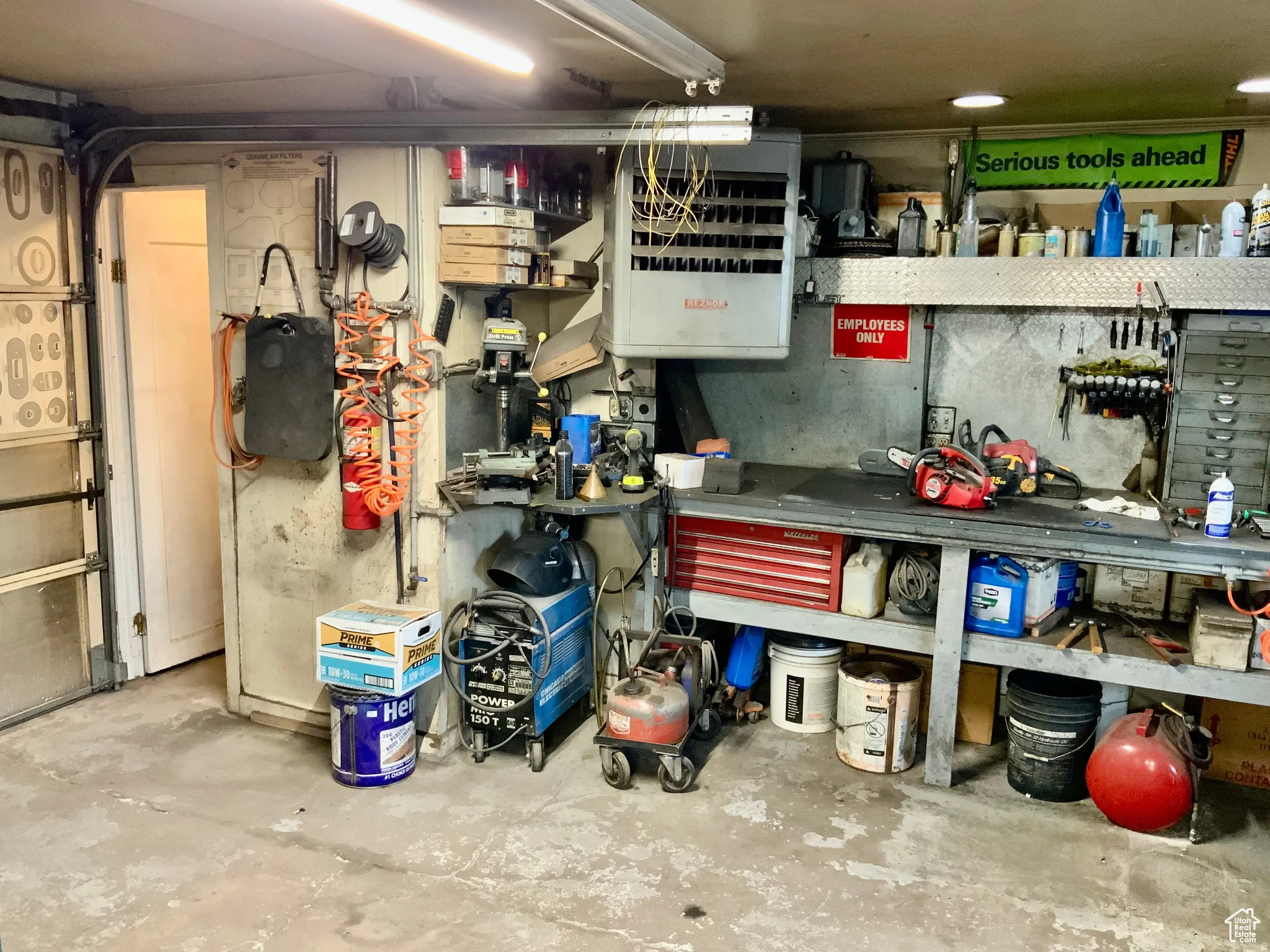 Storage room featuring a heating unit
