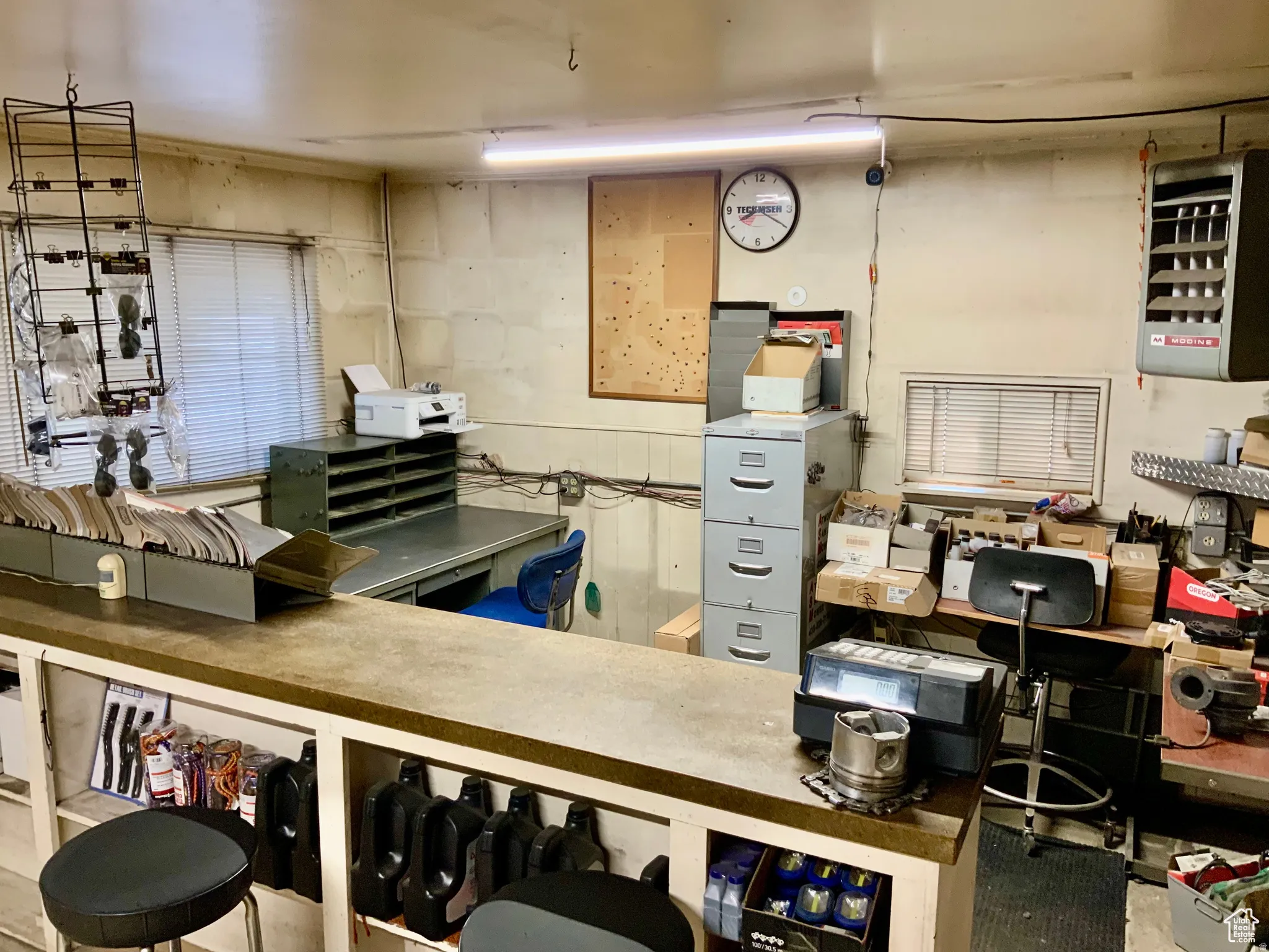 Basement with a heating unit