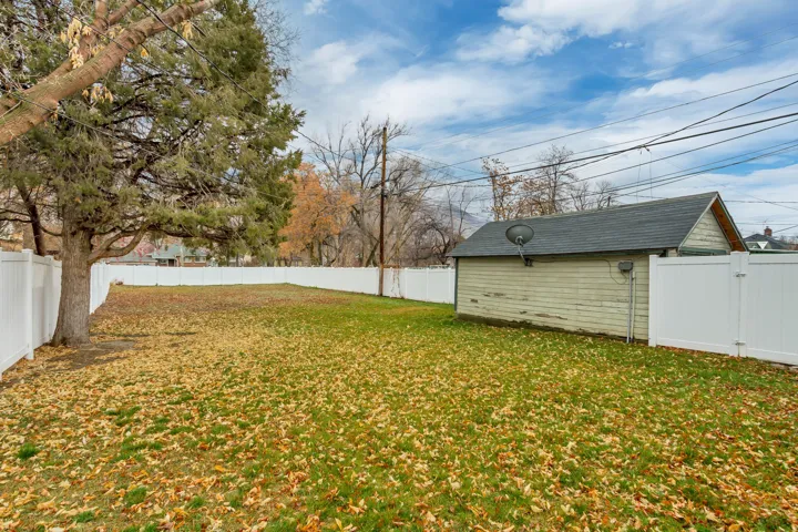 View of fenced backyard