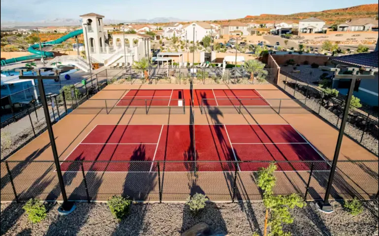 View of community pickleball courts